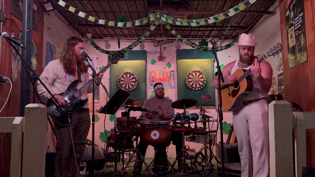 The Rusty Halos — Joe Haas, Ryan Wells, and Tommy Wessendarp on stage